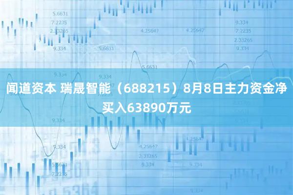 闻道资本 瑞晟智能（688215）8月8日主力资金净买入63890万元