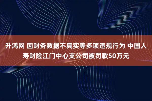 升鸿网 因财务数据不真实等多项违规行为 中国人寿财险江门中心支公司被罚款50万元