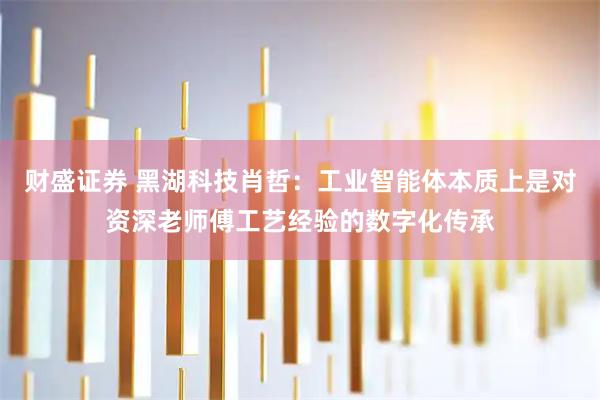 财盛证券 黑湖科技肖哲：工业智能体本质上是对资深老师傅工艺经验的数字化传承